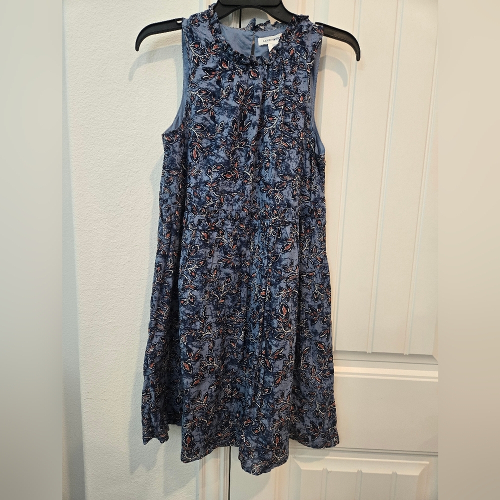 Floral Blue‎ Sleeveless Dress